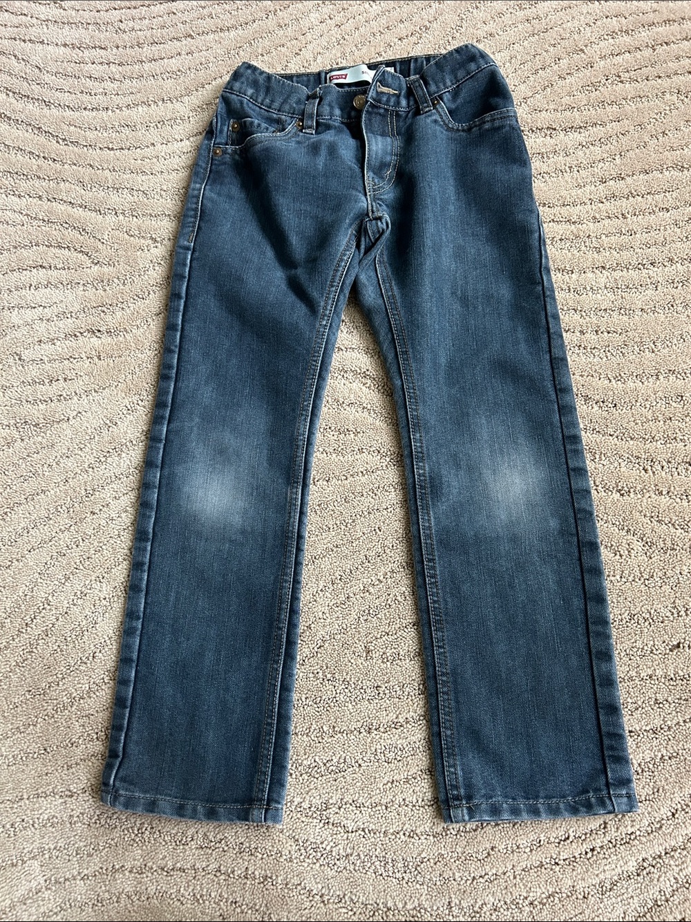 Levi's Kids Dark Blue Straight Jeans with Faded Knees